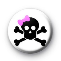 Skull and Pink Bow Badges